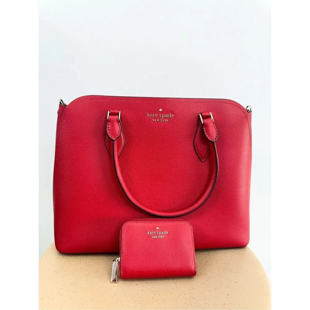 Kate Spade New York Darcy Large Satchel and Refined Grain Small Zip Cardcase in